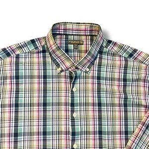 Peter Millar Shirt Summer Comfort plaid Button Down Long Sleeve Golf Size XXL